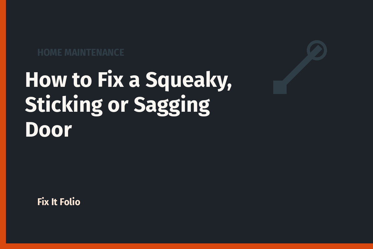 How to Fix a Squeaky, Sticking or Sagging Door